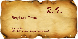 Regius Irma névjegykártya